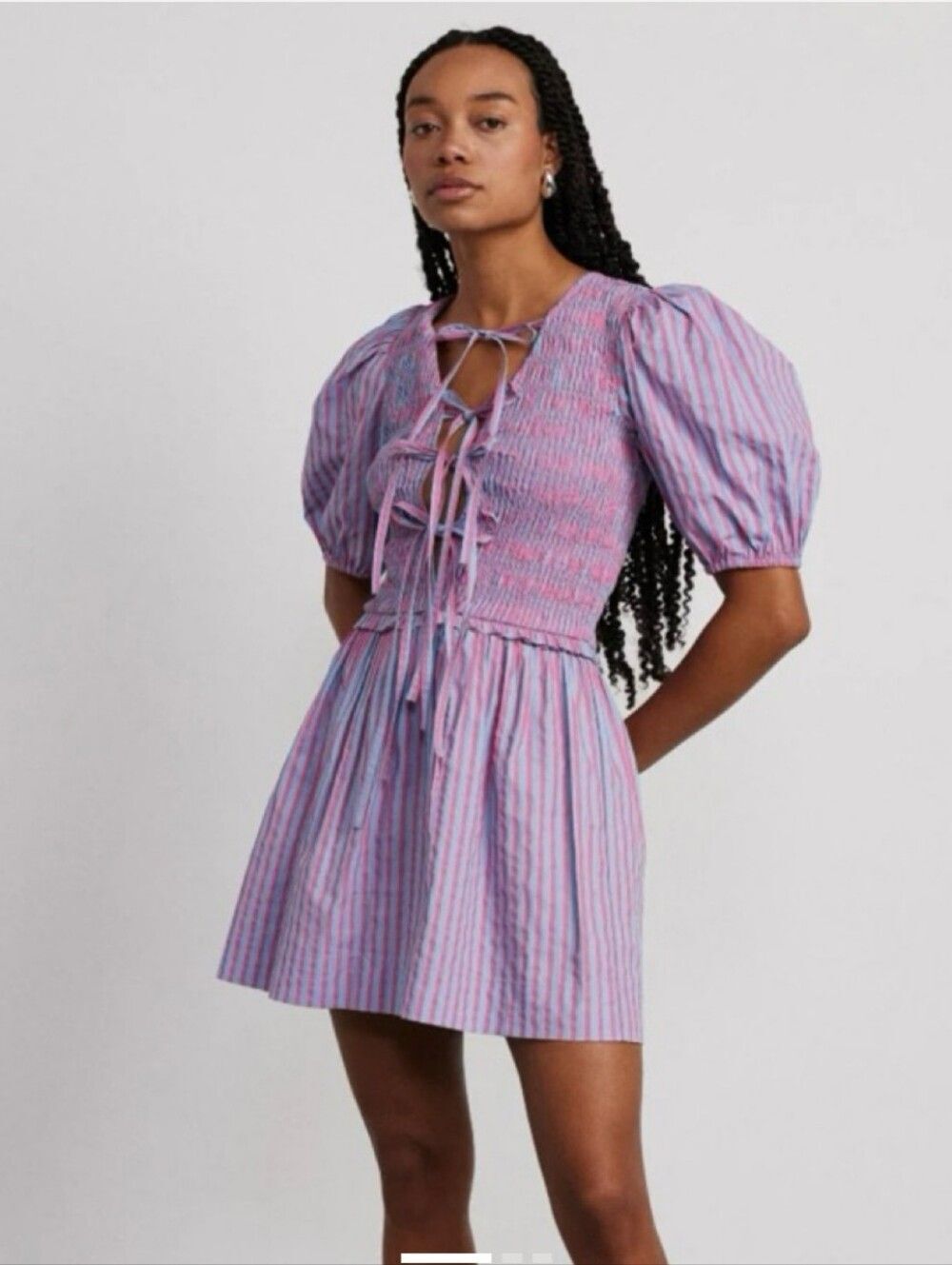 Damson Madder Bluebelle Shirred Mini Dress Size 8